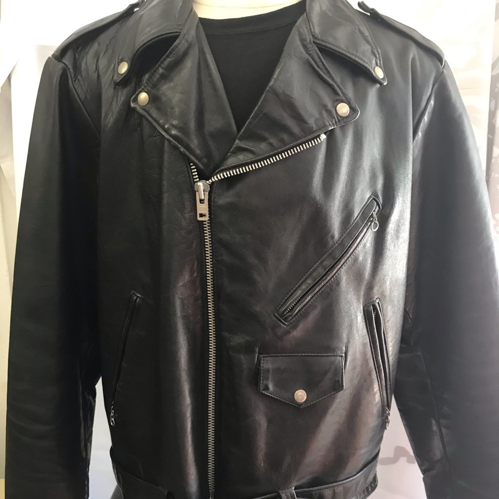 Genuine Leather Motorcycle Moto jacket coat 54
